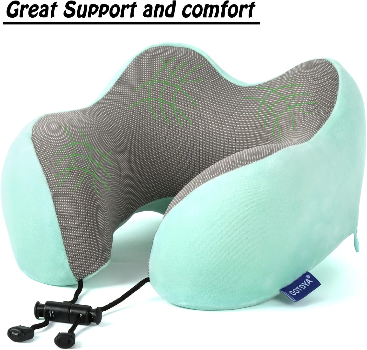 Travel Pillow,Travel Neck Pillows for Sleeping,100% Pure Memory Foam Soft Comfort & Support Pillow for Airplane/Car/Office&Home Rest Use-Blue Green - Image 5