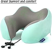 Vista 5 de Almohada de viaje, almohada cervical para dormir durante el viaje, hecha al 100 % de espuma viscoelástica pura, almohada suave, cómoda y de apoyo