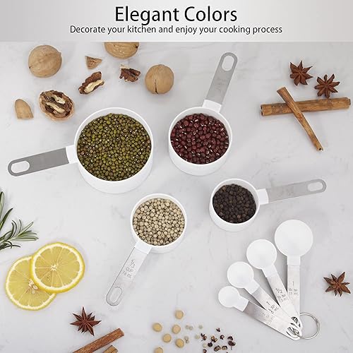 Miniatura 48 de Huygens - Juego de tazas y cucharas medidoras de 10 piezas, tazas medidoras apilables con mango de acero inoxidable para medir ingredientes secos