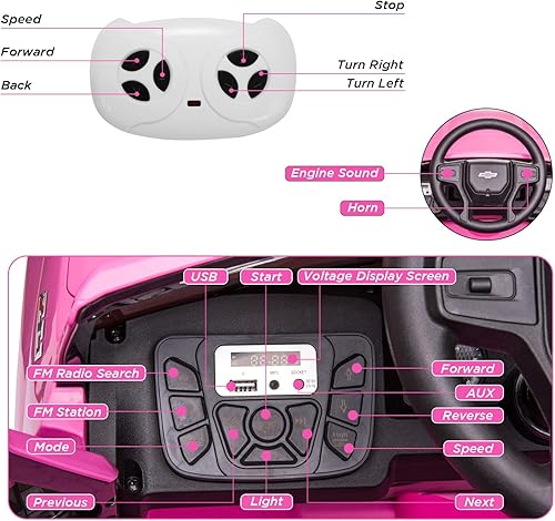 Miniatura 5 de Chevrolet Silverado GMC - Vehículo de paseo para niños de 12 V, funciona con pilas, vehículos eléctricos de juguete con control remoto,