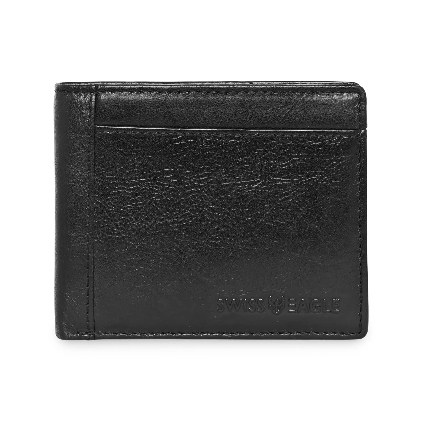 swiss eagle Men's Wallet - Minimalist Genuine Leather Billfold with Card Slots and ID Window - RFID Secure, Black, Small, Minimalist-picture-28