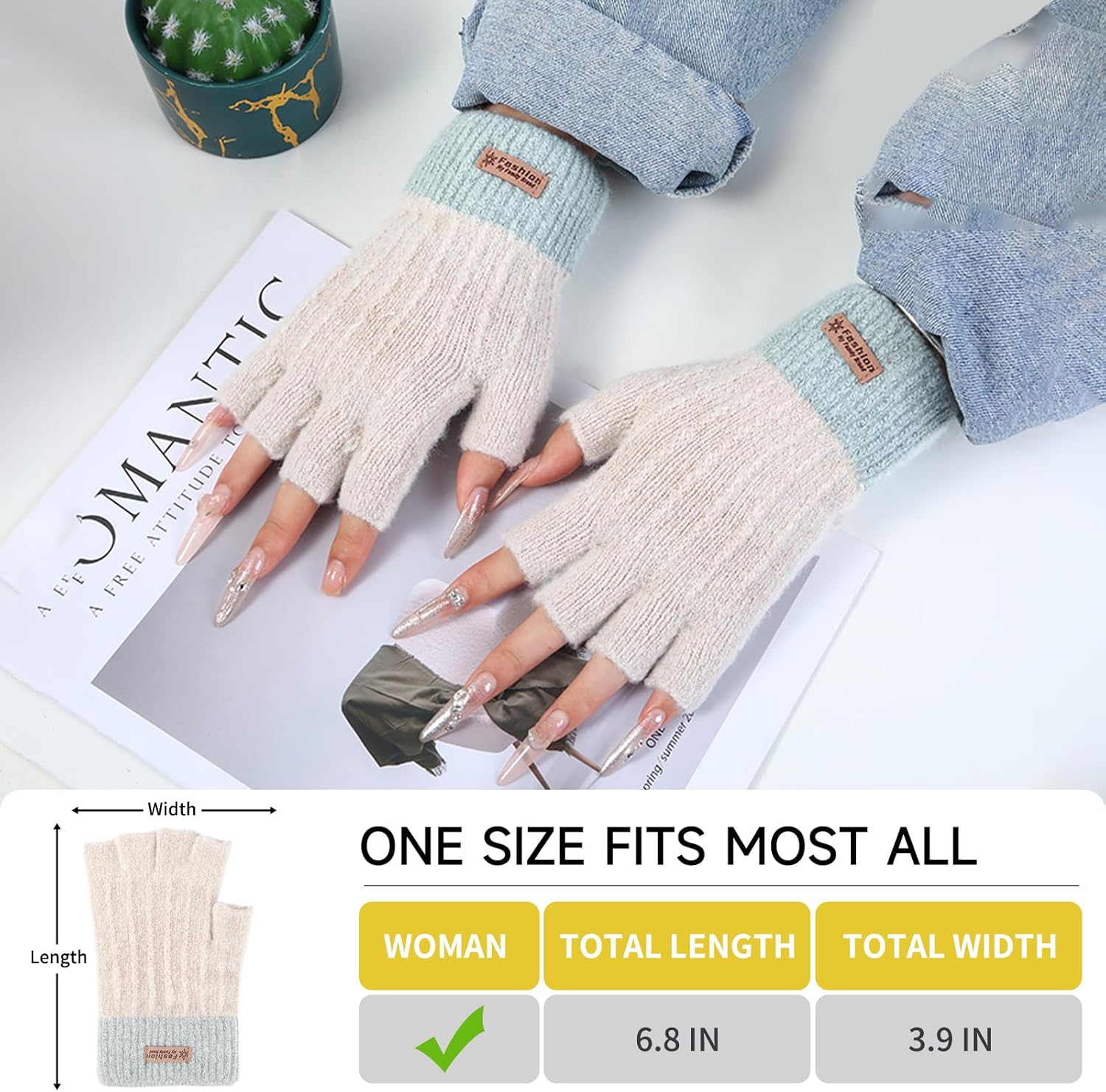 Fingerless Gloves for Women Winter Half Finger Gloves Knitted Fingerless Mittens for Typing Driving - Image 5