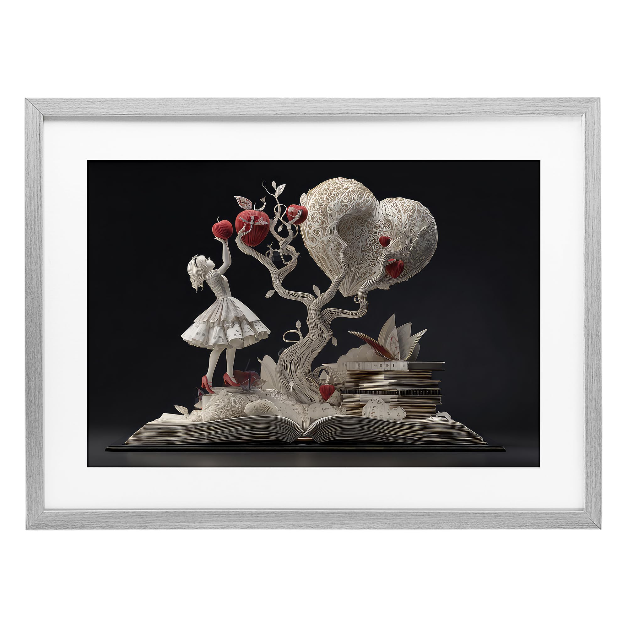 Stupell Industries Farmhouse Gray (Textured) 'Paper Sculpture Style Fairytale'| Framed Print Under Glass