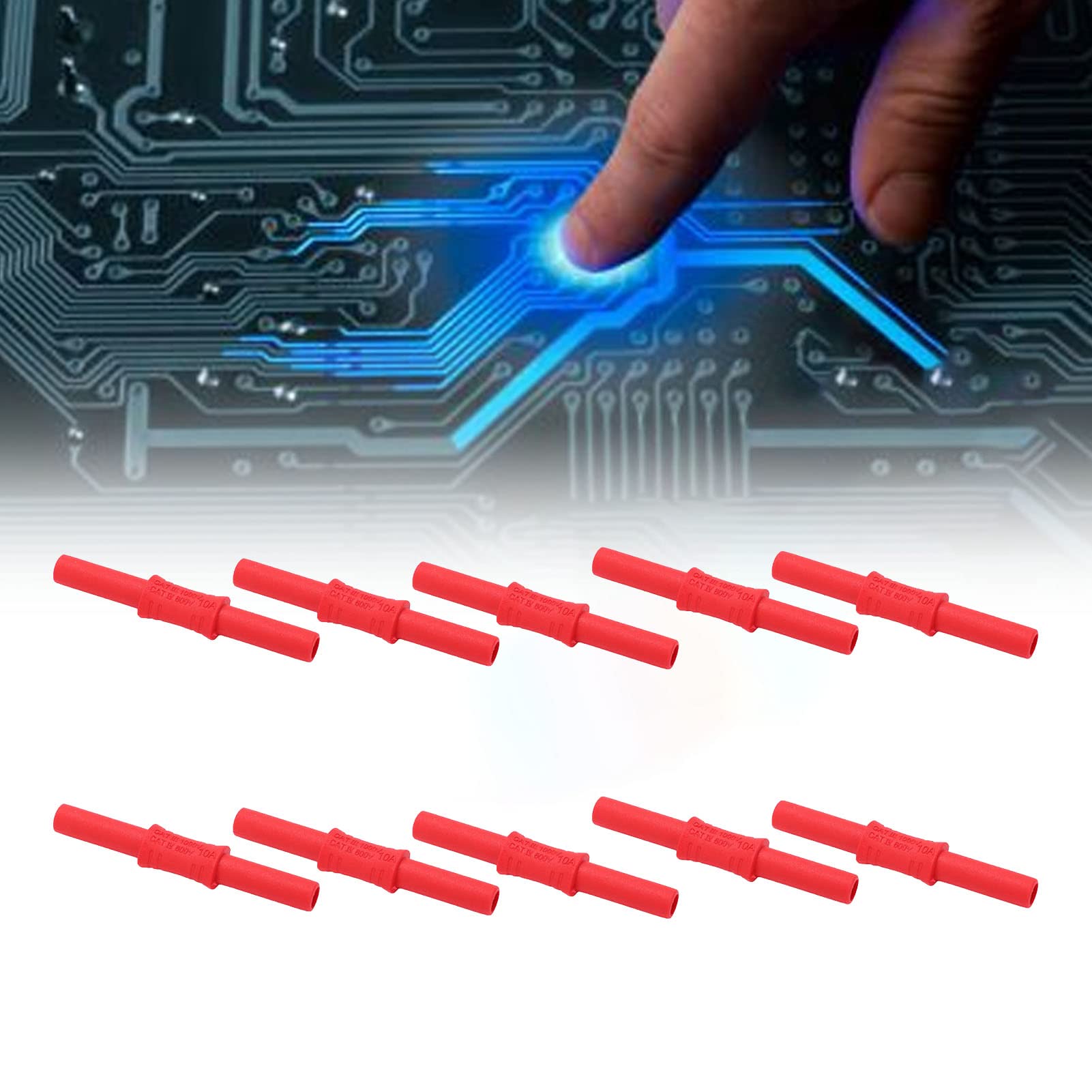 10 Connecteurs Banane Femelle-Femelle 4 Mm - Coupleurs Isolés PVC, Laiton Nickélé - Pour Instruments Électroniques - 7