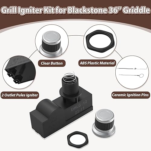 Vista 33 de Encendedor electrónico de parrilla de 4 salidas con 4 agujas de encendido para parrilla Blackstone de 36 pulgadas, kit de repuesto universal