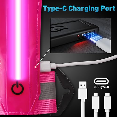 Vista 8 de Chaleco reflectante LED de seguridad, chaleco iluminado para caminar por la noche, ciclismo, chaleco de alta visibilidad para correr con tiras