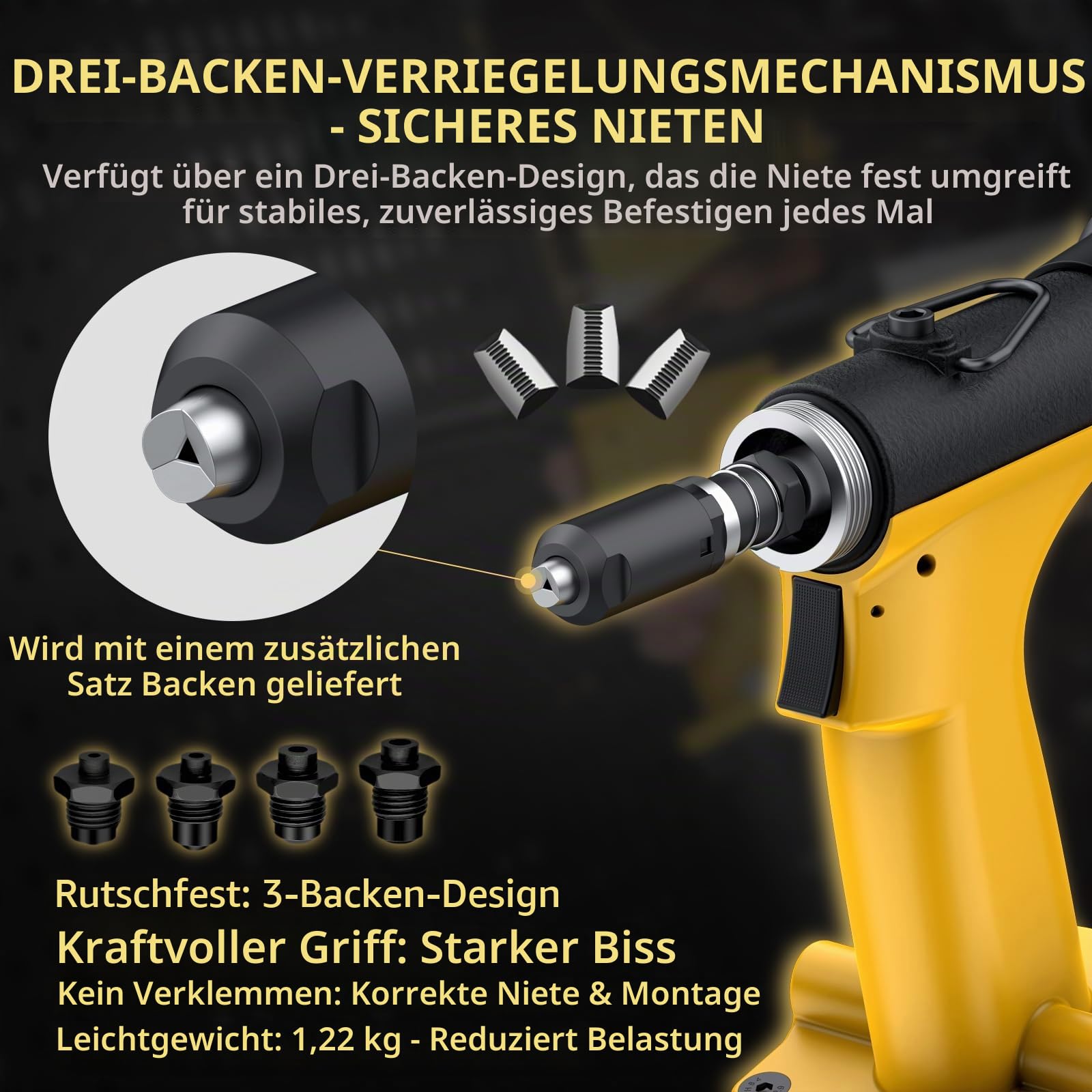 AMTOVL Pneumatische Druckluft Nietpistole - 1000KGF Zugkraft Luftnietpistole Nietgerät für Nietgrößen von 2,4-4,8mm Druckluft Nietzange