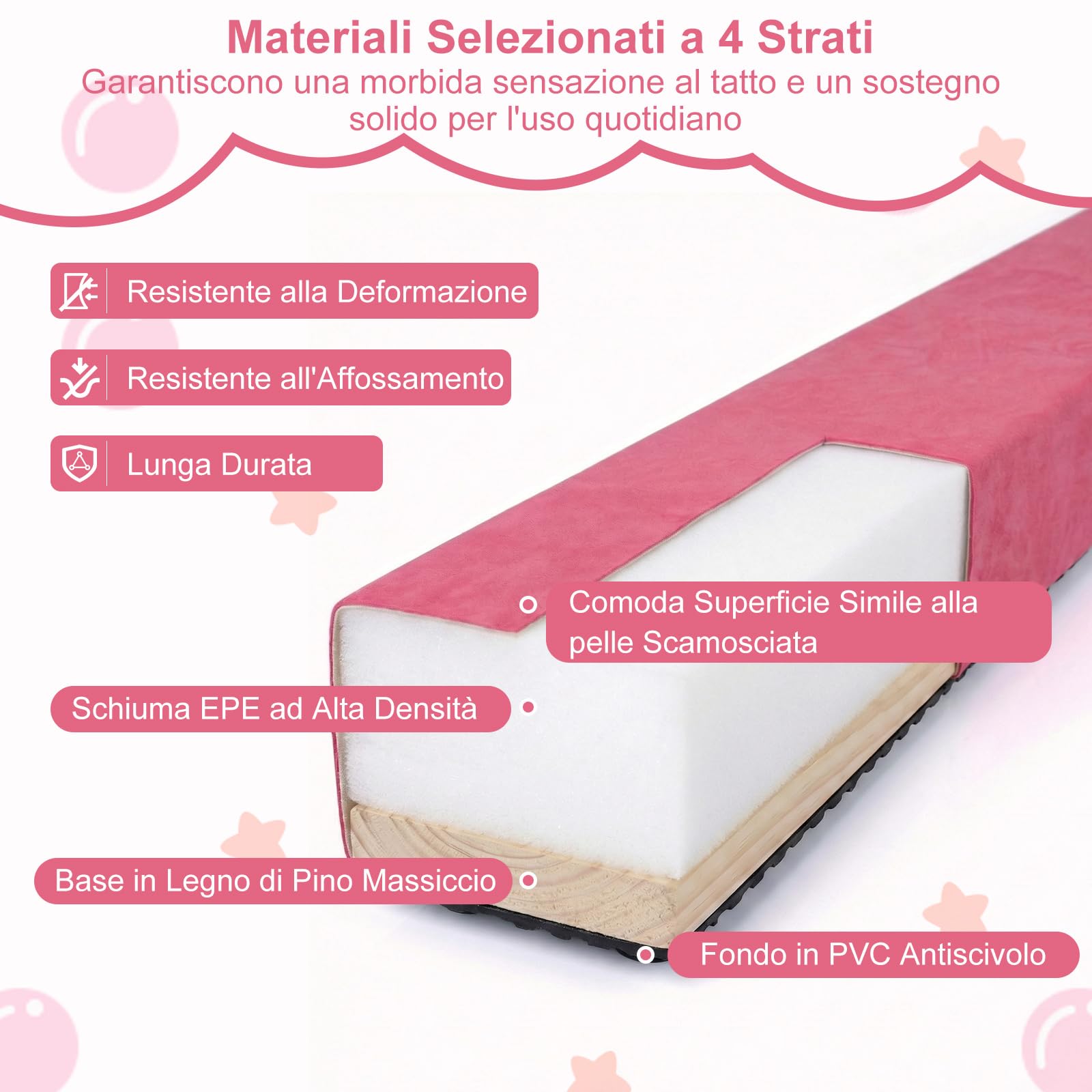 COSTWAY Trave Ginnastica Artistica per Casa 210/240/270 cm, Trave Pieghevole per Bambini con Maniglia, Base in Legno e Fondo Antiscivolo, Trave di Equilibrio da Pavimento