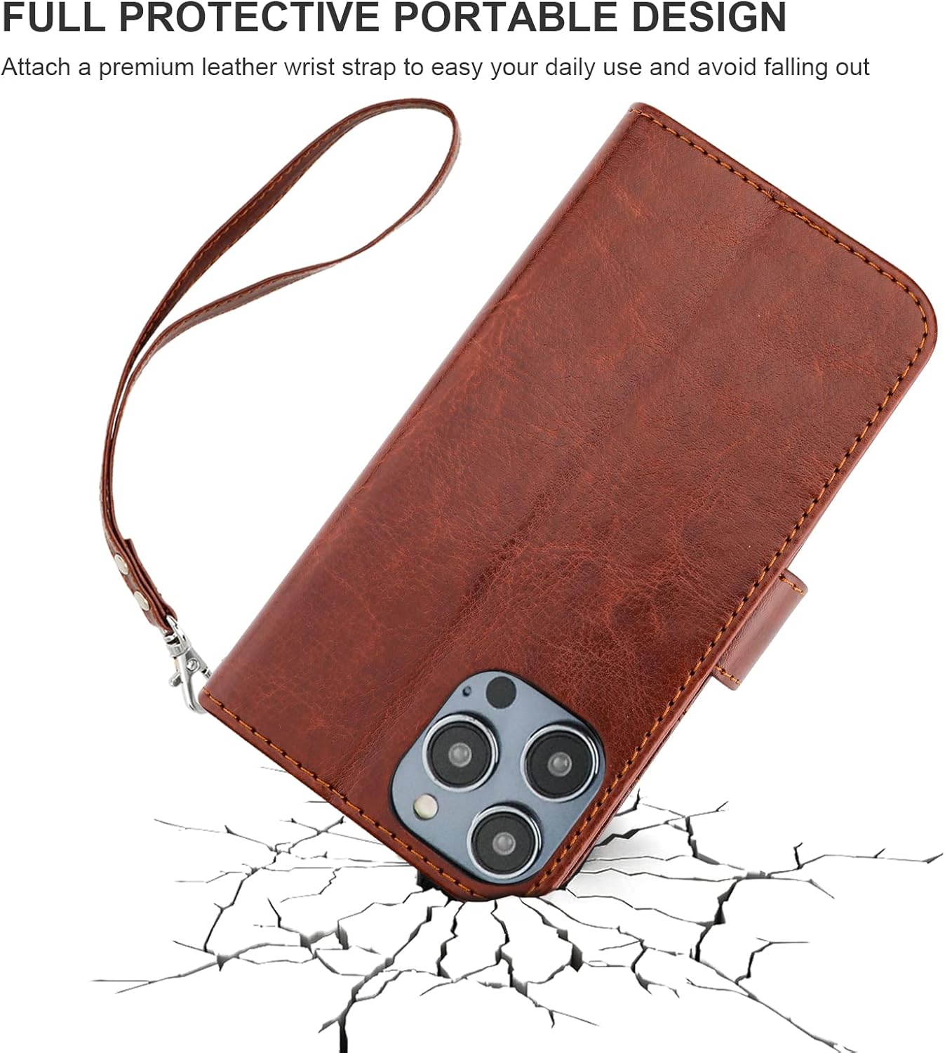 Bocasal Detachable Wallet Case for iPhone 14 Pro Max RFID Blocking Card Slots Holder Premium PU Leather Magnetic Kickstand Shockproof Wrist Strap Removable Flip Protective Cover 5G 6.7 inch (Brown) - Image 8