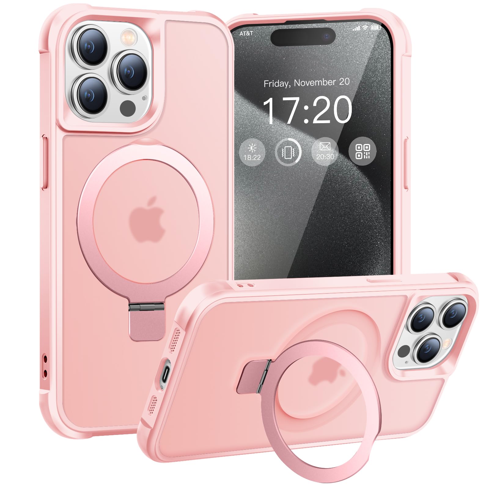BENTIACC Hülle für iPhone 15 Pro mit Magnet Ständer, Pink | 120° Öffnungsbereich, Mil-Grade Drop Shockproof, Kratzfeste Fingerabdruck Rutschfest Handyhülle, Die Hände frei habe