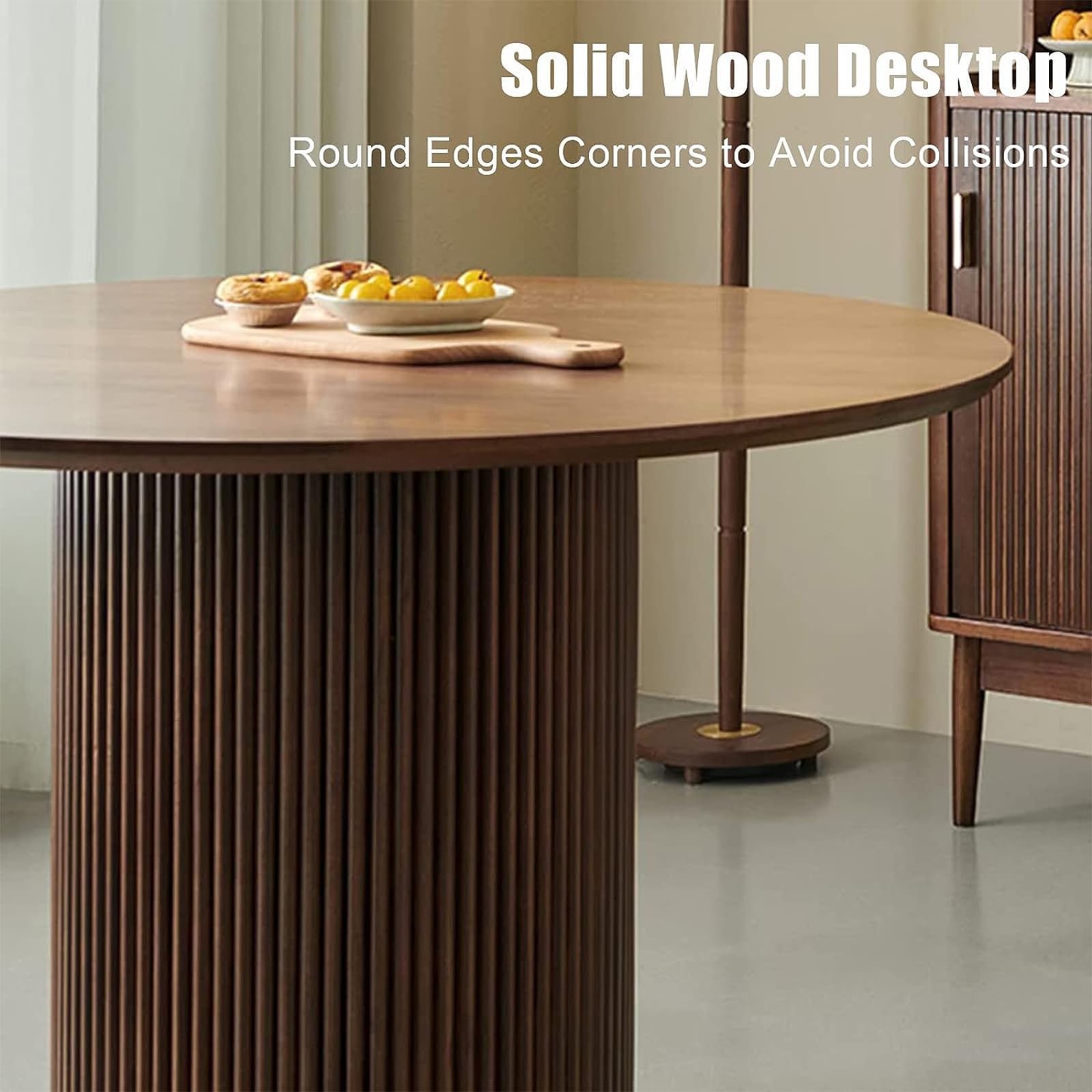 Moderna mesa de comedor redonda de madera maciza para mesa de cocina circular rústica para muebles de restaurante - Solo mesa de comedor