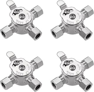 4 PCS Below Deck Mixing Valve,3/8" Compression LF Brass Body,Thermostatic mixing valve for hot and cold water,Compression Sleeve and Nuts Included.