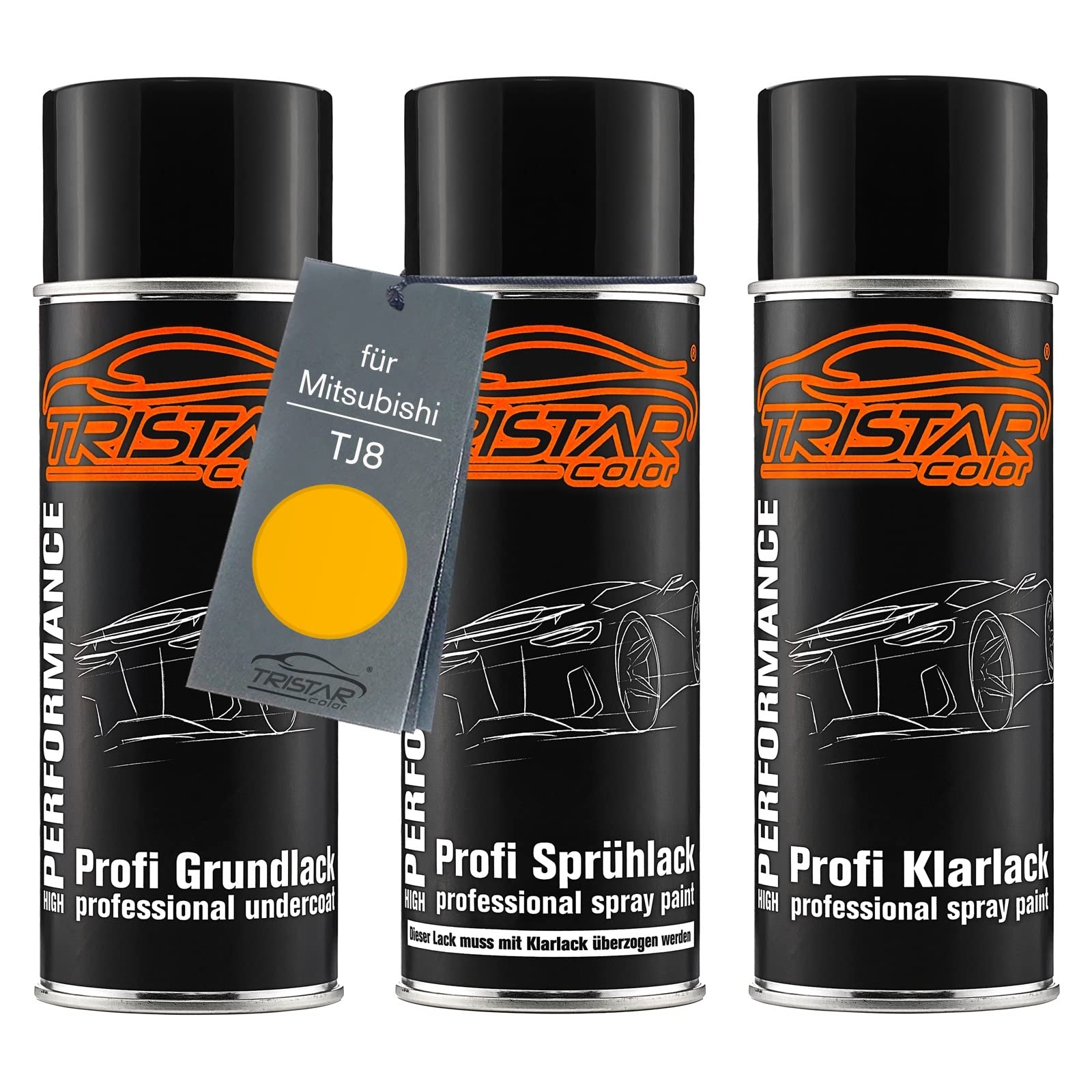 TRISTARcolor Car paint Spray can set for Mitsubishi TJ8 Maize Yellow under + base coat clear coat spray can 400ml