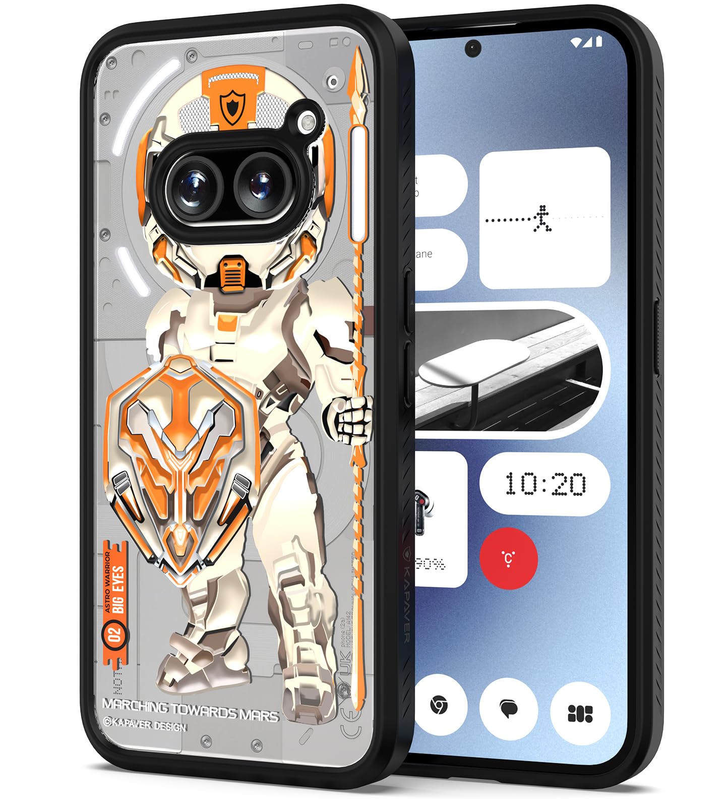 KAPAVER Thermoplastic Polyurethane Impulse Series Desginer Back Cover Case For Nothing Phone 2A 5G / Nothing Phone 2A Plus 5G (Astro Warrior Black)