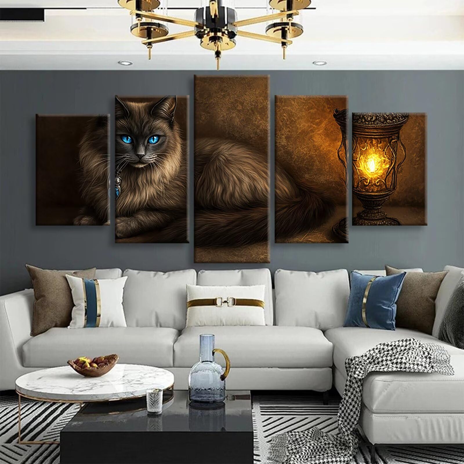 Diamentowe malowanie kota Diamentowe malowanie 5 Pezzi Zwierzę DIY Zestaw do malowania diamentowego dla dorosłych Creart Embroidery Zestaw do haftu krzyżykowego Diamentowe malowanie do dekoracji ścian