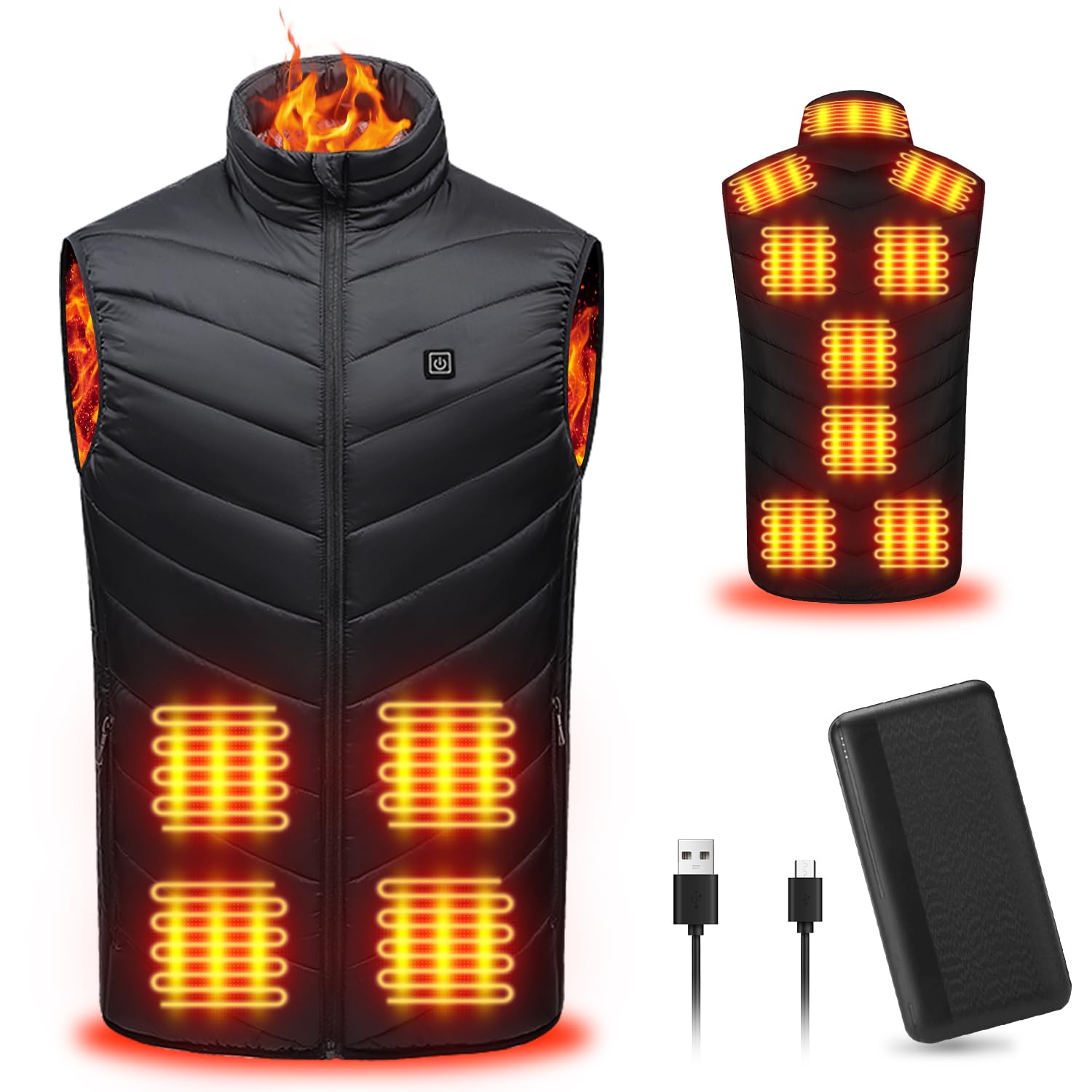 Tiazhan Beheizbare Weste, Mit Powerbank, Leichte Und Wiederaufladbare Heizjacke, Intelligente Heizjacke, Beheizbare Weste Herren, Für Männer Und Frauen