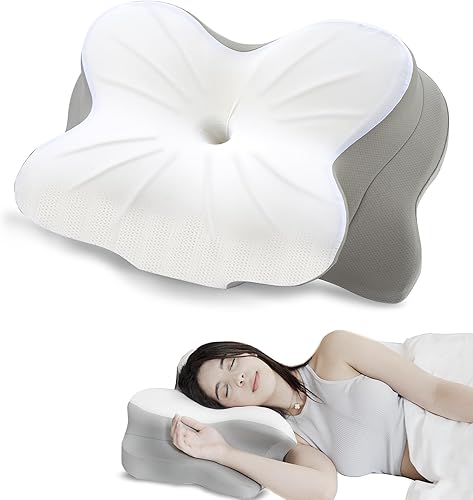 Almohada cervical para aliviar el dolor de cuello y hombros para dormir, almohada ergonómica de espuma viscoelástica para dormir de lado, espalda y