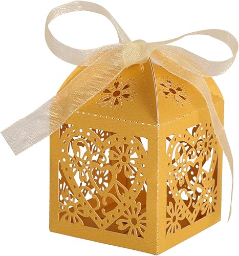 Miniatura 1 de KPOSIYA - Caja con corazón cortado con láser y cintas para recuerdos de fiesta, regalos, chocolates, dulces y bombones, para cumpleaños, fiestas de