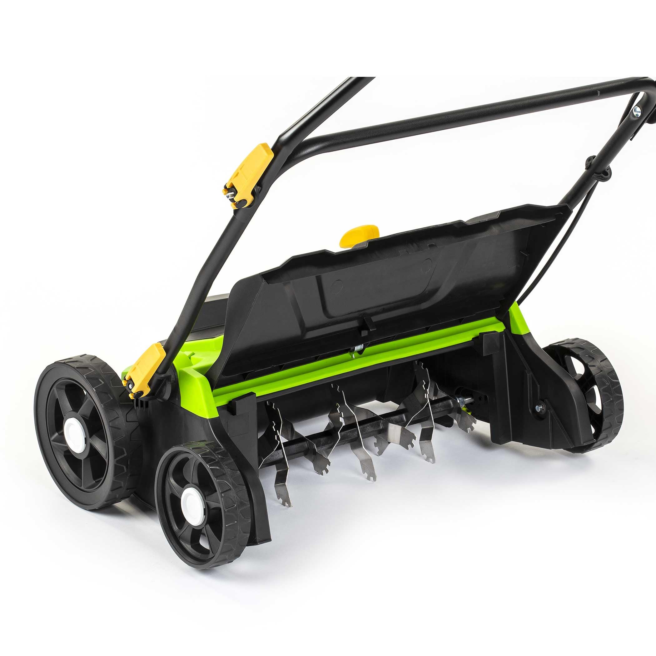 Scarificatore e rastrello elettrico 2 in 1, 1300 W, larghezza di taglio 320 mm, contenitore da 40 l, maniglia regolabile, profondità di taglio da -12 a +10 mm, 2 cilindri intercambiabili