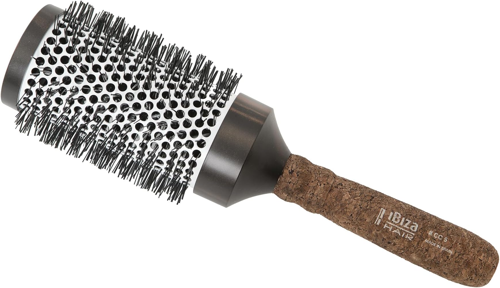 Ibiza Hair Ceramic Round Brush (CC5-75mm) | Carbon Fiber/Nylon Bristles with Ergonomic Cork Handle | Heat Resistant Ionic Design to Reduce Frizz & Static | Creates Soft Volume