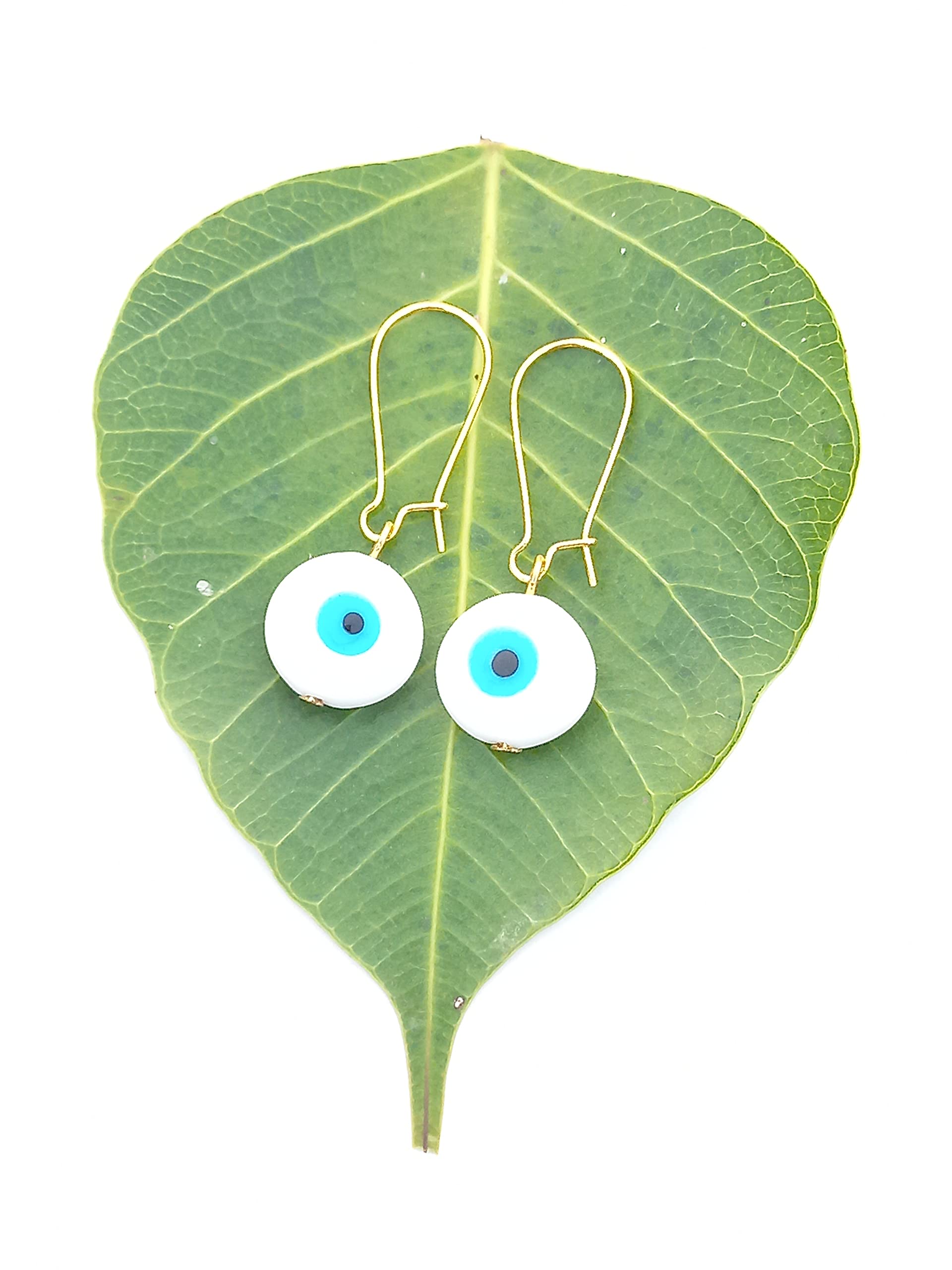 Evil Eye Golden Earrings,Dainty Tiny Turkish Blue Evil Eye Dangle drop Earrings for Women girls .handmade earrings dainty drop earrings murano glass evil eye jewellery (White) (B0BXDPG9CJ) Amazon Price History, Amazon Price Tracker