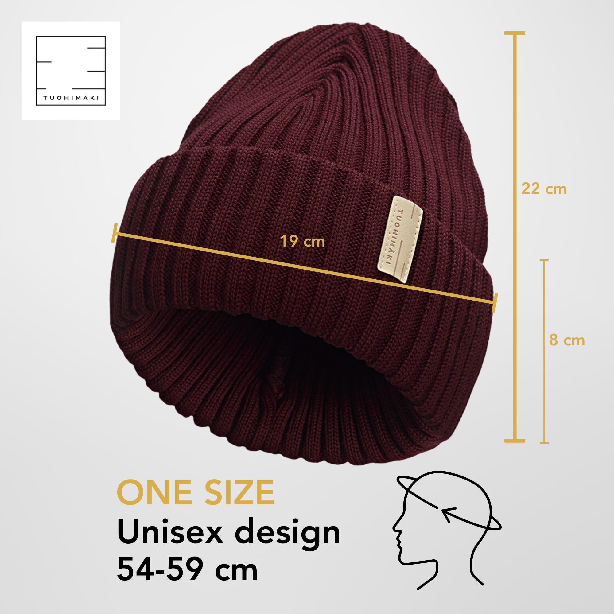 Czapka z 100% wełny merynosowej – Wykonana w Finlandii – Czapka beanie dla mężczyzn i kobiet – Ciepła czapka zimowa dla mężczyzn – Miękka czapka zimowa dla kobiet – Czarna premium czapka