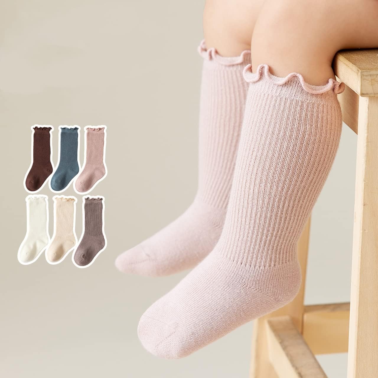 FYLuoke Baby Knee High Stockings - Girls & Boys Toddlers & Newborn Long Socks with Ruffles - Image 5