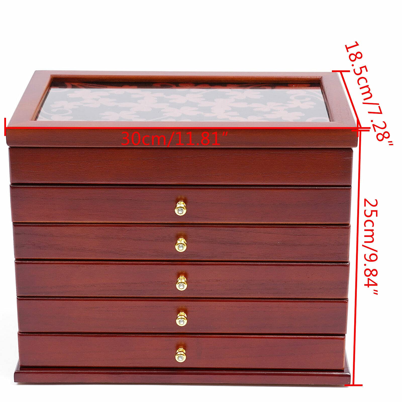 Organizer Per Gioielli Girevole A 3 Livelli In Metallo E Legno: Porta Orecchini Con 48 Ganci, Espositore Da Tavolo Per Collane, Bracciali E Anelli (Marrone)