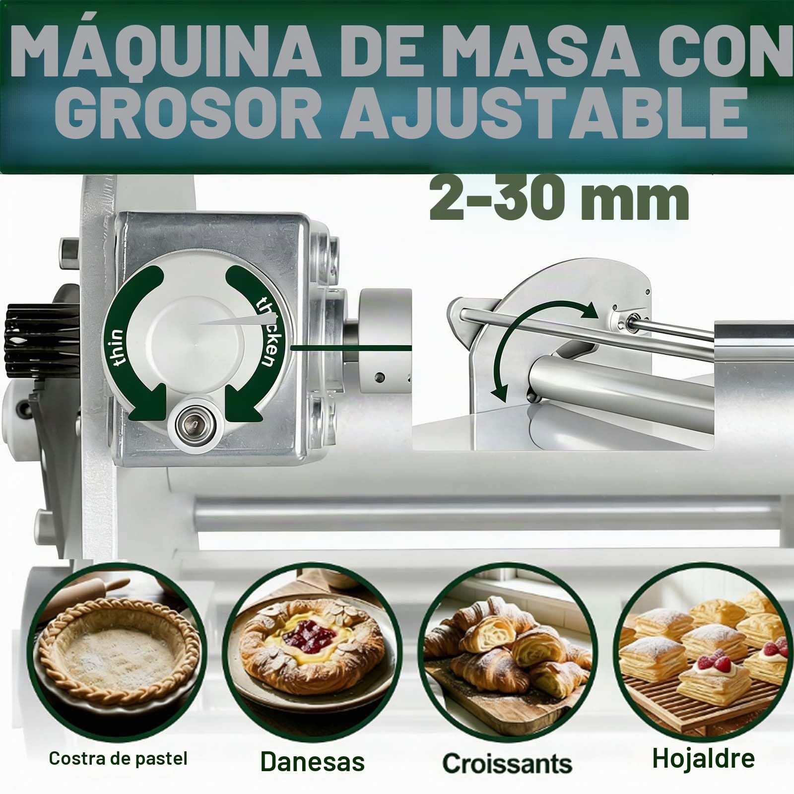 Laminadora De Masa EléCtrica, 40"X17.7" Enrolladora AutomáTica De Masa Para Pasteles Y Pizzas, Grosor Ajustable De 0.07" A 1.18", FuncióN De Avance/Retroceso Con DiseñO Plegable