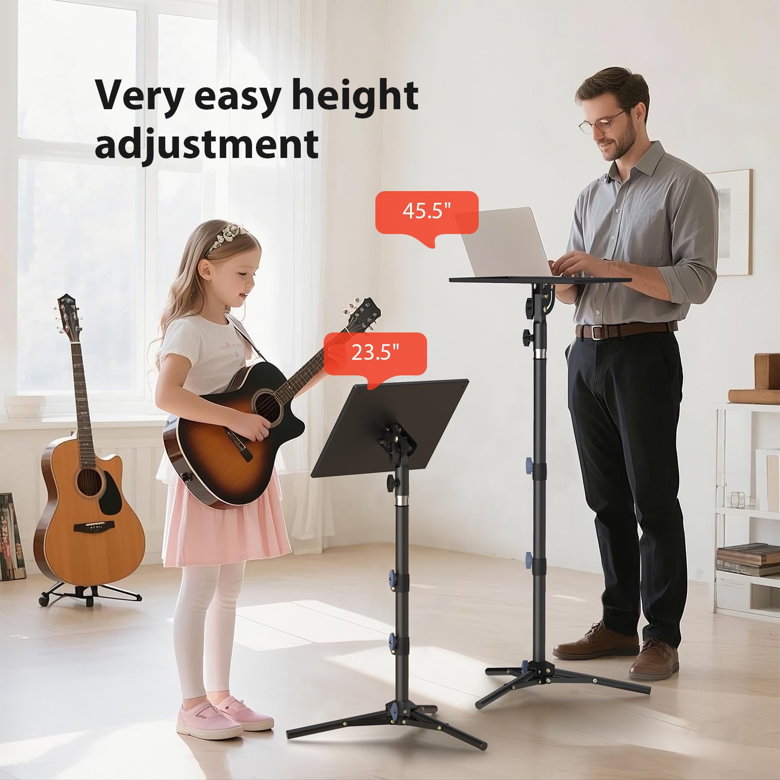 Support Vidéoprojecteur - Hauteur Réglable 60-115 cm avec Plateau Rotatif, Trépied Stable Anti-Dérapant pour Home Cinéma/Bureau/DJ - Charge Max 10 kg, Base Élargie