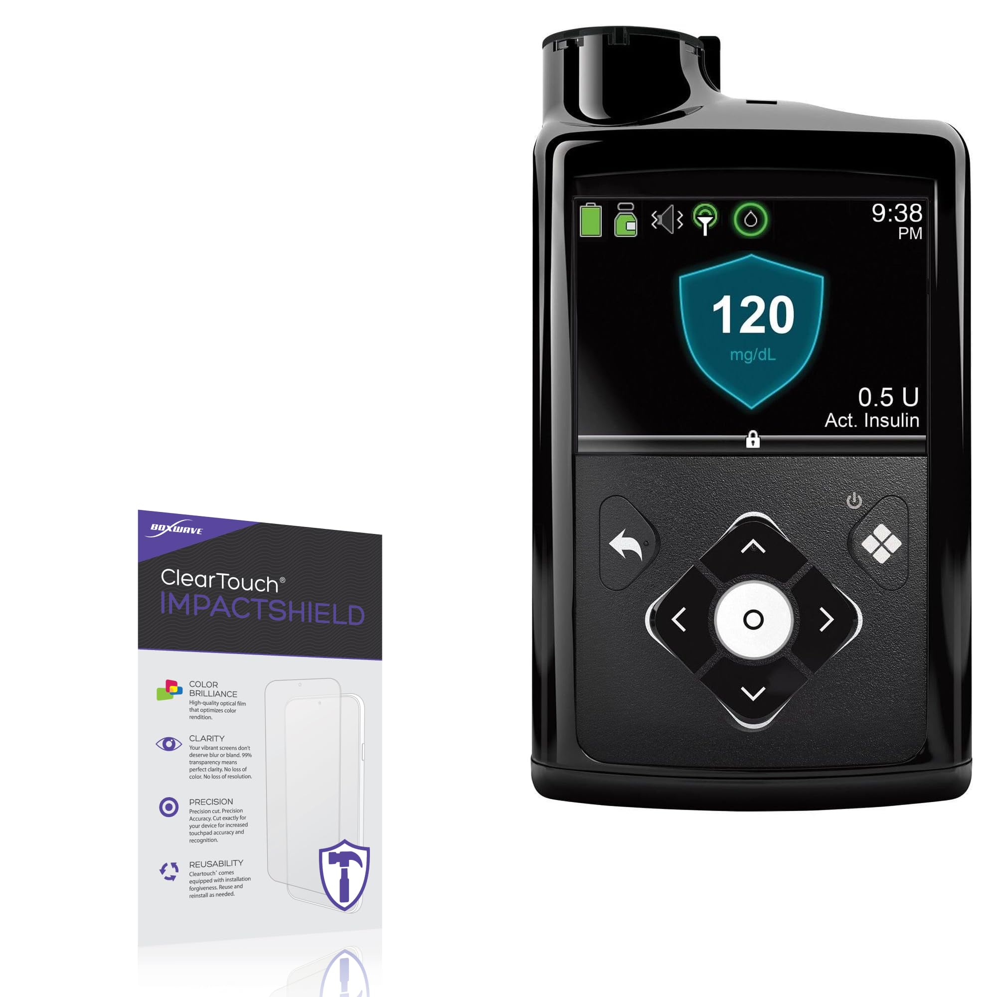 BoxWave Screen Protector Compatible With Medtronic MiniMed 770G - ClearTouch ImpactShield (2-Pack), Impenetrable Screen Protector Flexible Film