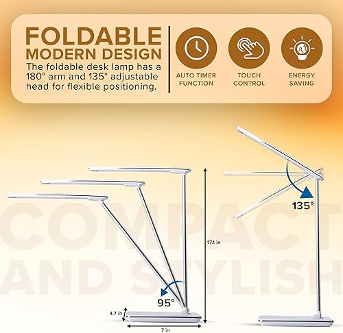 Miniatura 3 de Lámpara de escritorio LED blanca | Cargador inalámbrico y puerto USB | 4 modos de color y 10 niveles de brillo | Lámpara de control táctil para