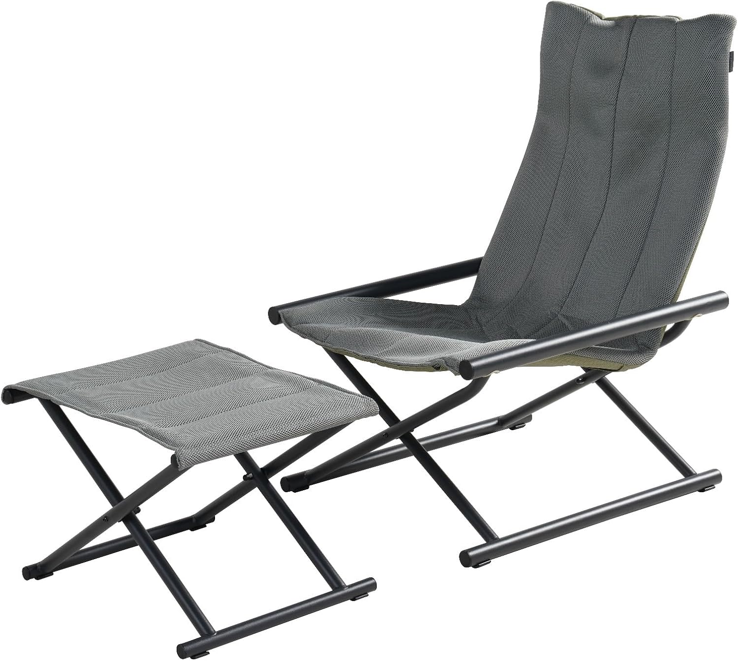 Grand Patio Folding Camping Chairs with Ottoman, High-Back Steel Heavy Duty Adults Portable Sling Fabric Fully Cushioned Seat for Camping, Beach, Sports