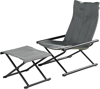 Grand Patio Folding Camping Chairs with Ottoman, High-Back Steel Heavy Duty Adults Portable Sling Fabric Fully Cushioned Seat for Camping, Beach, Sports