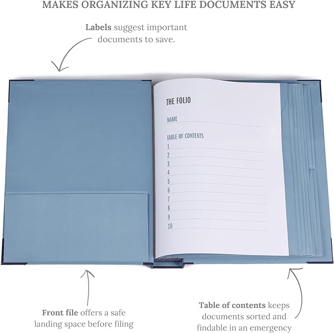 Savor | The Folio Document Organizer | Custom Dyed Cloth Bound Expanding File Folder for Important Papers, Emergency Binder, Birth Certificates, Social Security Cards, Passports, and Letters