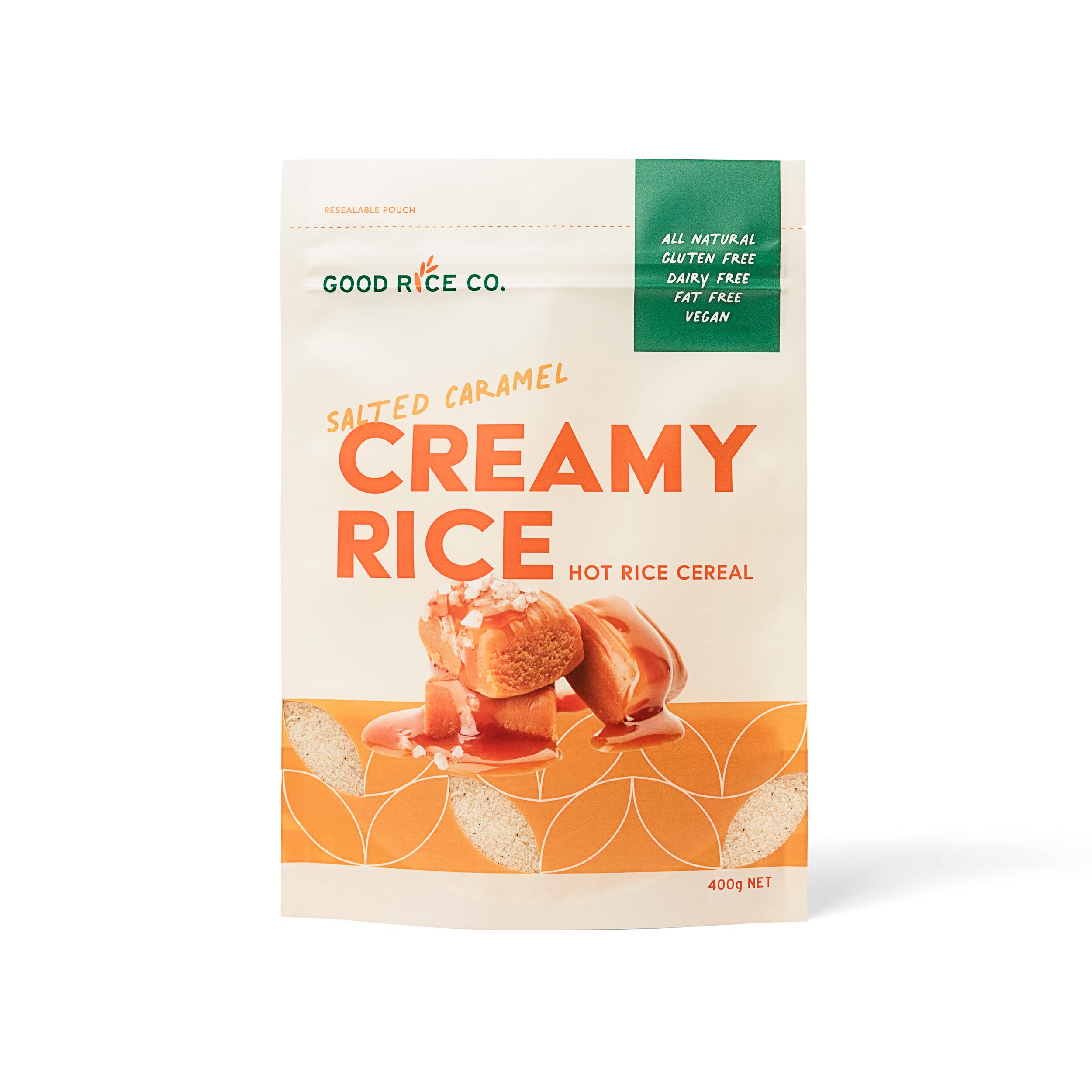 Good Rice Co. Creamy Rice, 100% Natural Hot Rice Cereal, Salted Caramel, 14.1oz