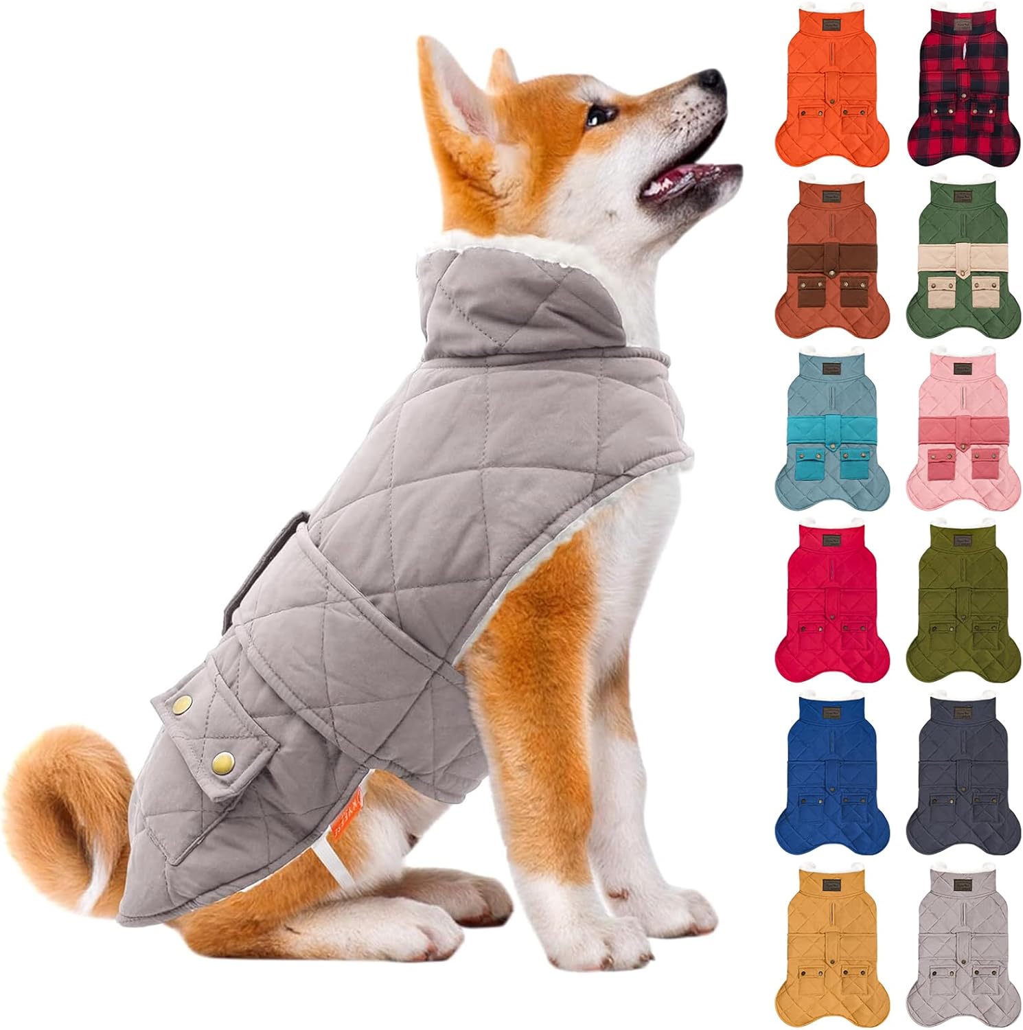 KYEESE Dog Coat Waterproof Dogs Jacket with Fleece Lined Soft Pet Sweater for Cold Weather Warm Pet Winter Coat with Leash Hole Thick Cat Clothes with Pocket Windproof Dog Coats for Small Dogs