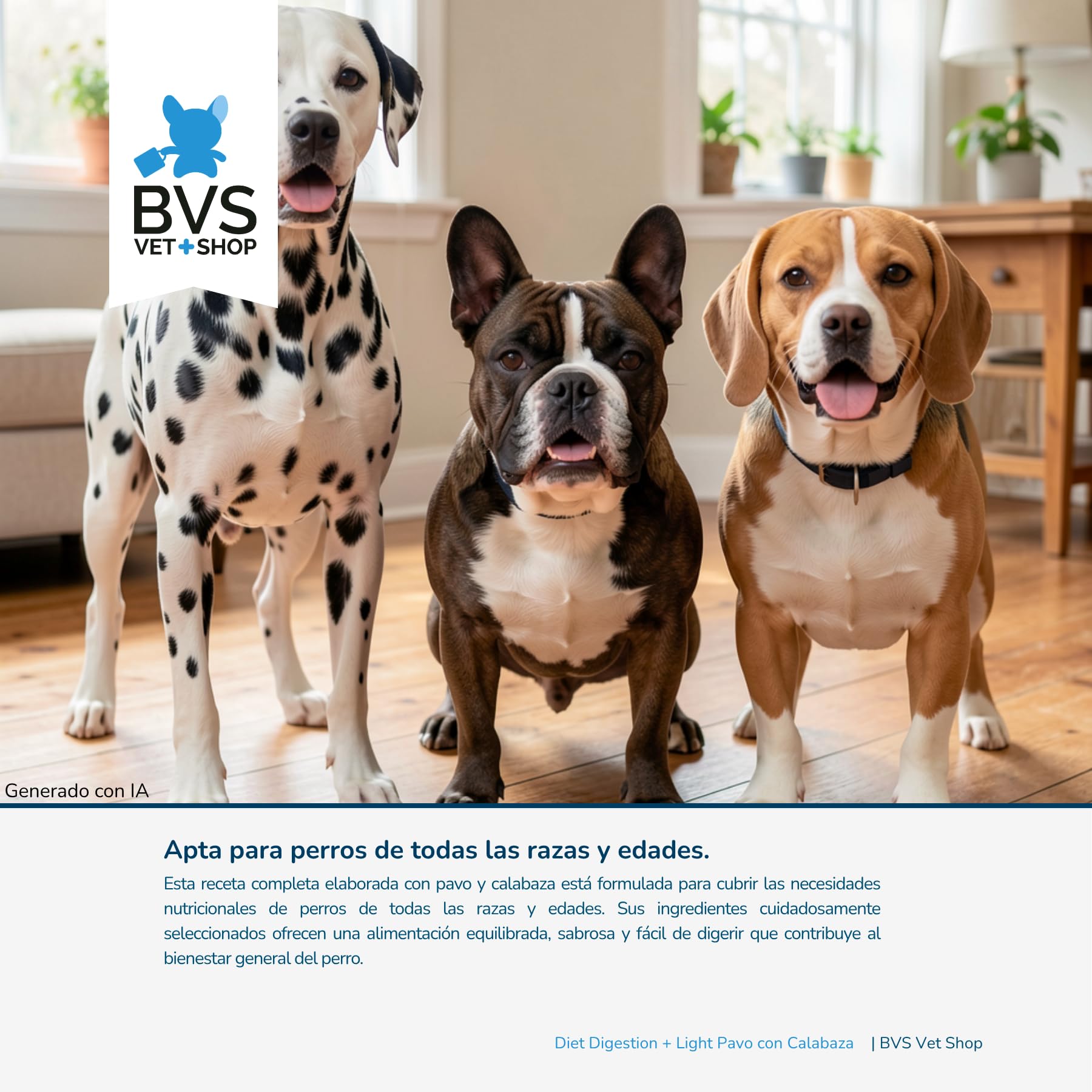 BVS Vet Shop | Diet Digestion + Light Pavo con Calabaza Lata para Perros | Alimento dietético Completo para Perros con Malas digestiones o insuficiencia pancreática | 6 unid. x 400 gr