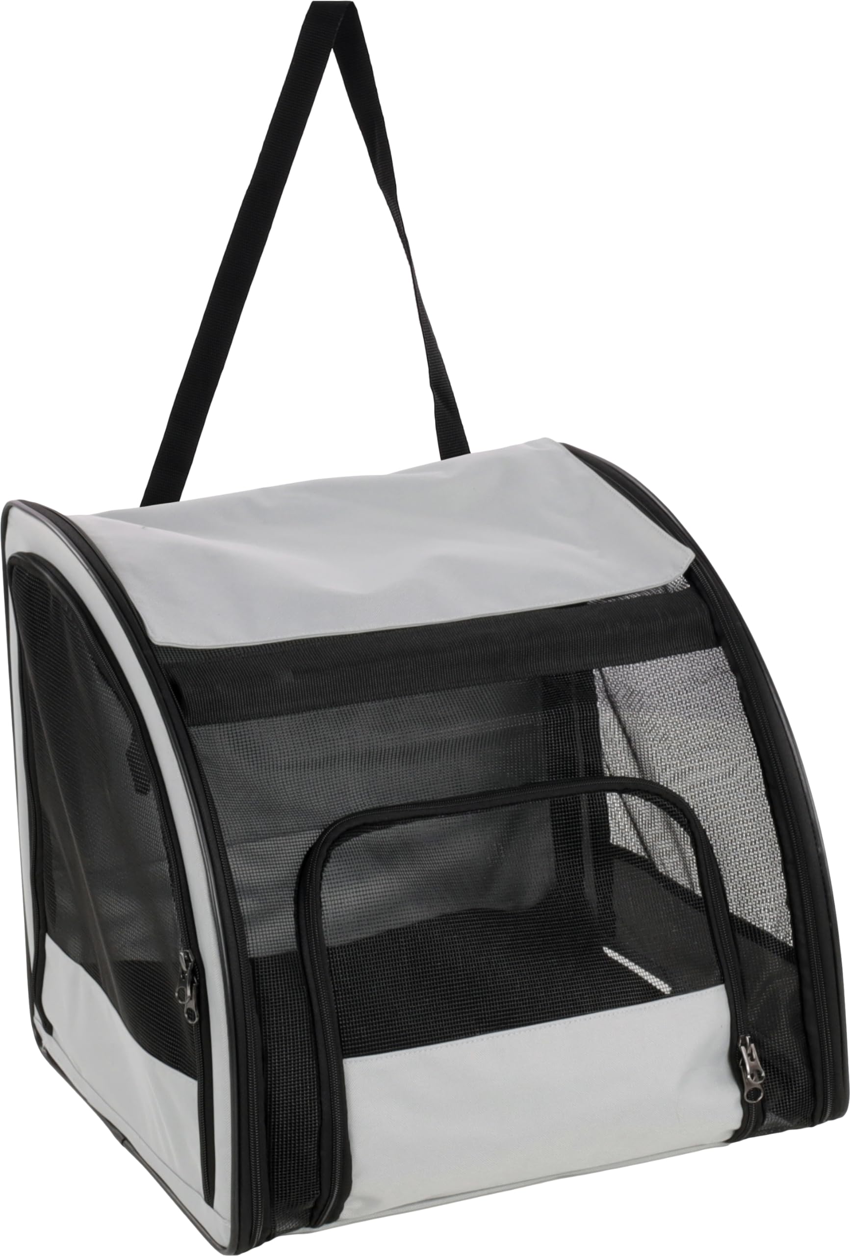 Flamingo Rey Light Grey Fotelik samochodowy dla psa - 45x38,5x41cm - Stojący - Zdejmowany dno - Otwory z zamkiem błyskawicznym z przodu i z boku