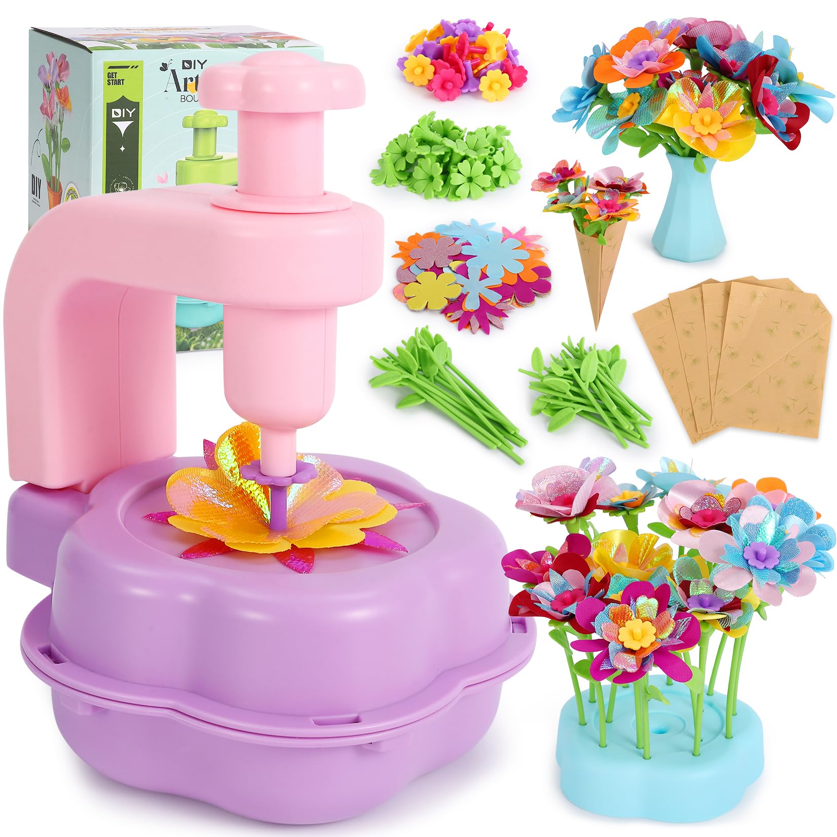 Aazon.co: DIY Arts And Crafts Kit For Kids: Fabric Flower Bouquets Toys Crafts For Girls Age 4 - View #2