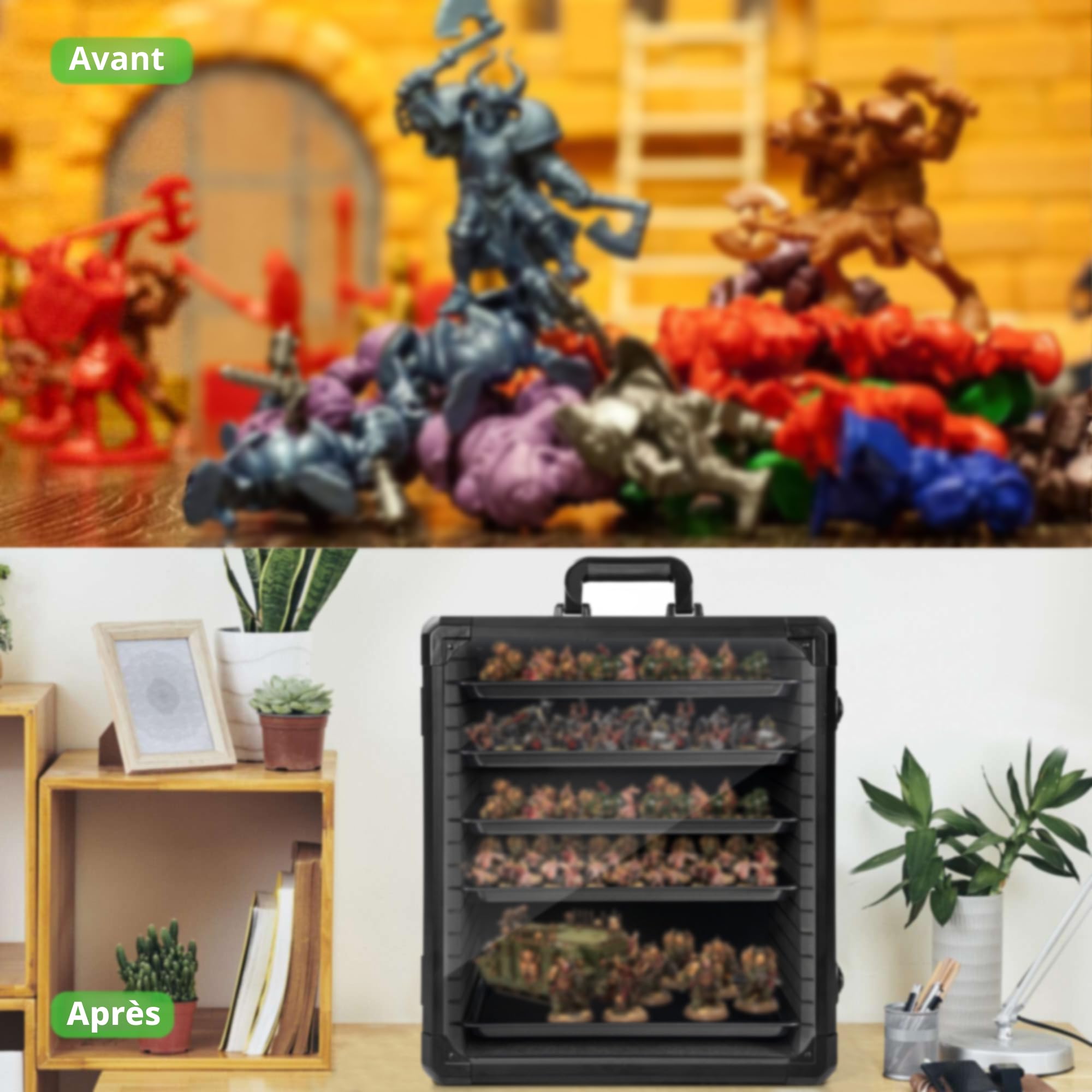 AKOZLIN Malette de rangement miniature avec serrure, 5 compartiments magnétiques en métal, cadre en aluminium 16,1 x 12,6 x 18,1 pouces