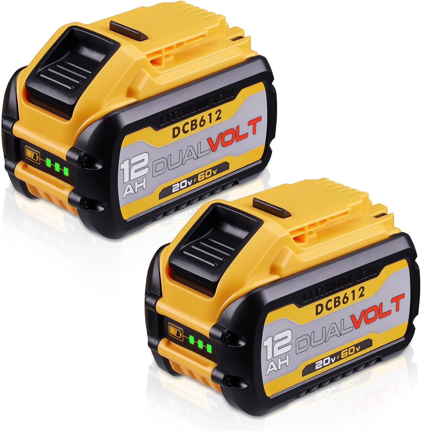 2 Pack Upgraded High Capacity 12.0Ah fle xv OLT 20V/60V MAX Lithium-Ion Battery Replacement for DW DCB606 DCB609 DCB612 Compatible with 20V/60V Cordless Power Tools and Chargers