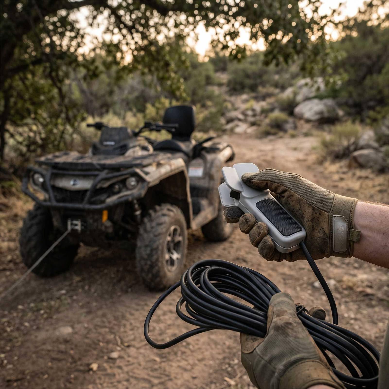 aqxreight Telecomando per Verricello Portatile con Impugnatura in Gomma, Cavo di Ricambio da 12 Piedi per Verricelli Warn ATV UTV 64849, Guscio in ABS Resistente per Il Recupero di Veicoli