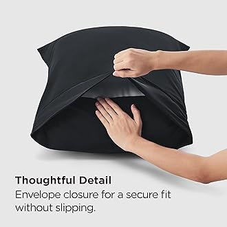 Bedsure Pillow Cases Standard Size Set of 2 - Black Brushed Microfiber Pillowcases, Super Soft Pillowcase, Pillow Case Covers with Envelope Closure, Wrinkle, Fade and Stain Resistant, 20x26 Inches