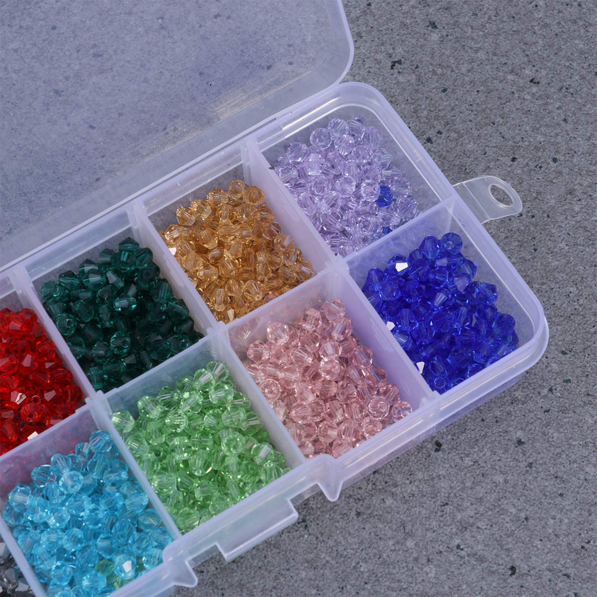 NUOBESTY 3000stücke Kristall-rhombus-perlen Farben Glasperlen Für Schmuckherstellung Für Armbänder Halsketten Und Bastelaccessoires Praktischer Aufbewahrungsbox