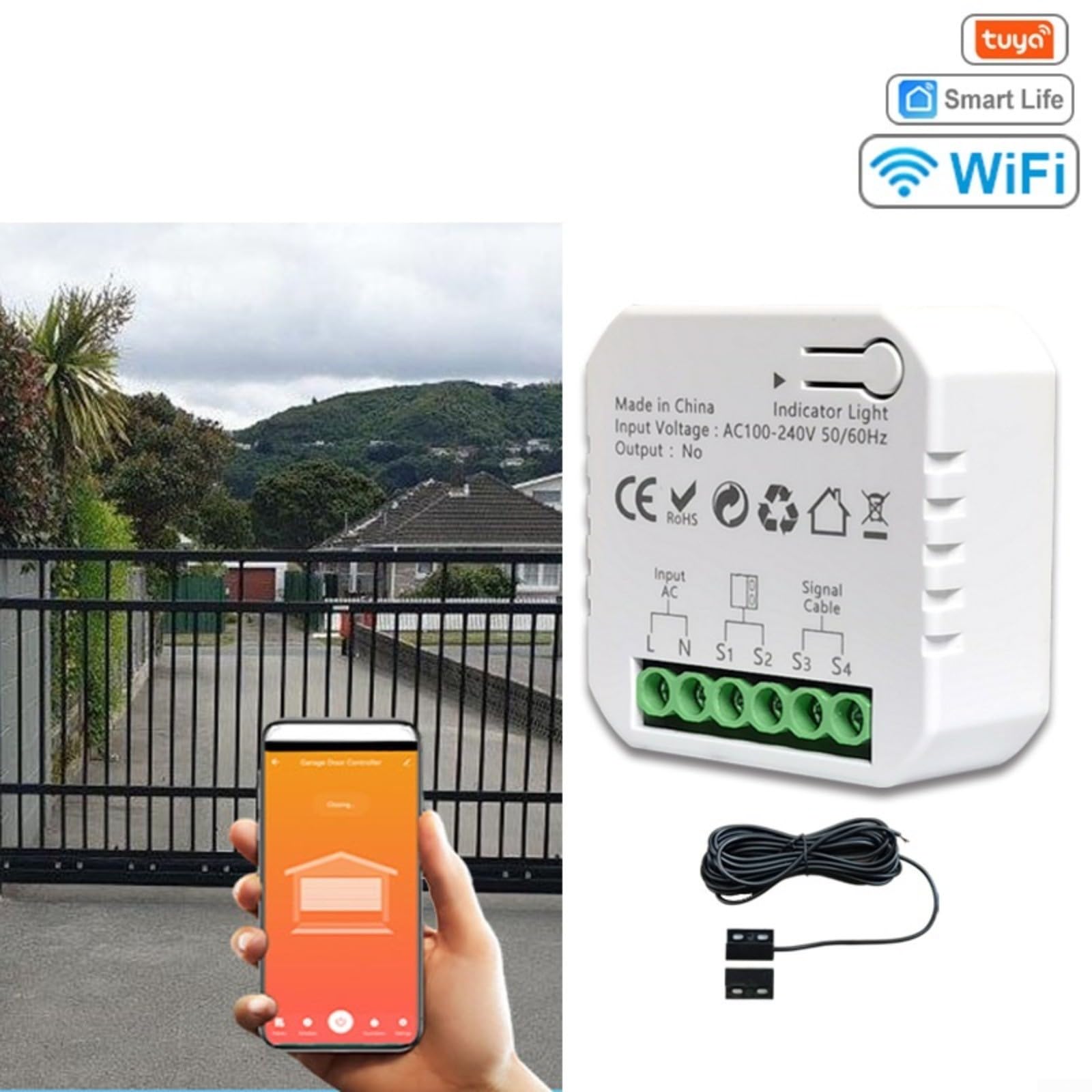 Apri Modulo WiFi Porta Garage Controllo Vocale Telecomando Smart Life App Controller