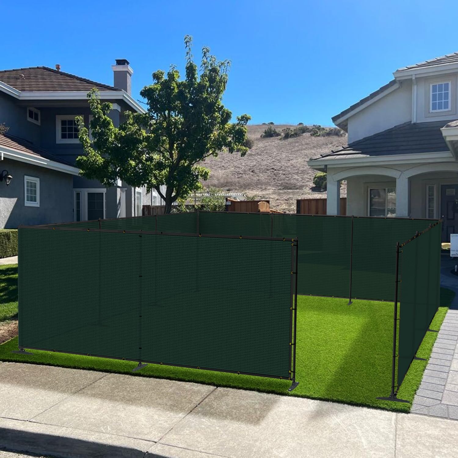 5'x103' Outdoor Fence Fencing Kit with Poles and Rails Ground Spikes Privacy Fence for Dog Yard Pool Garden Safety Chicken Fence Temporary Painted Iron Pole Green Custom