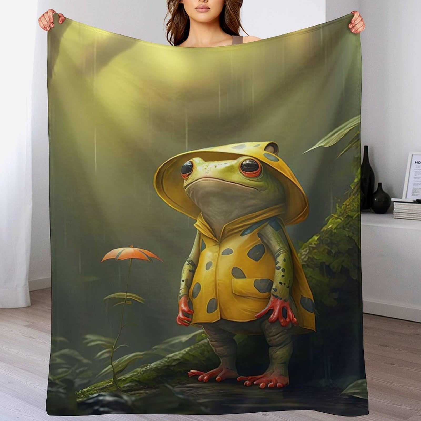 Jeté de Canapé Résistant et Plaid Couverture en Flannel Grenouille Douce 140x180