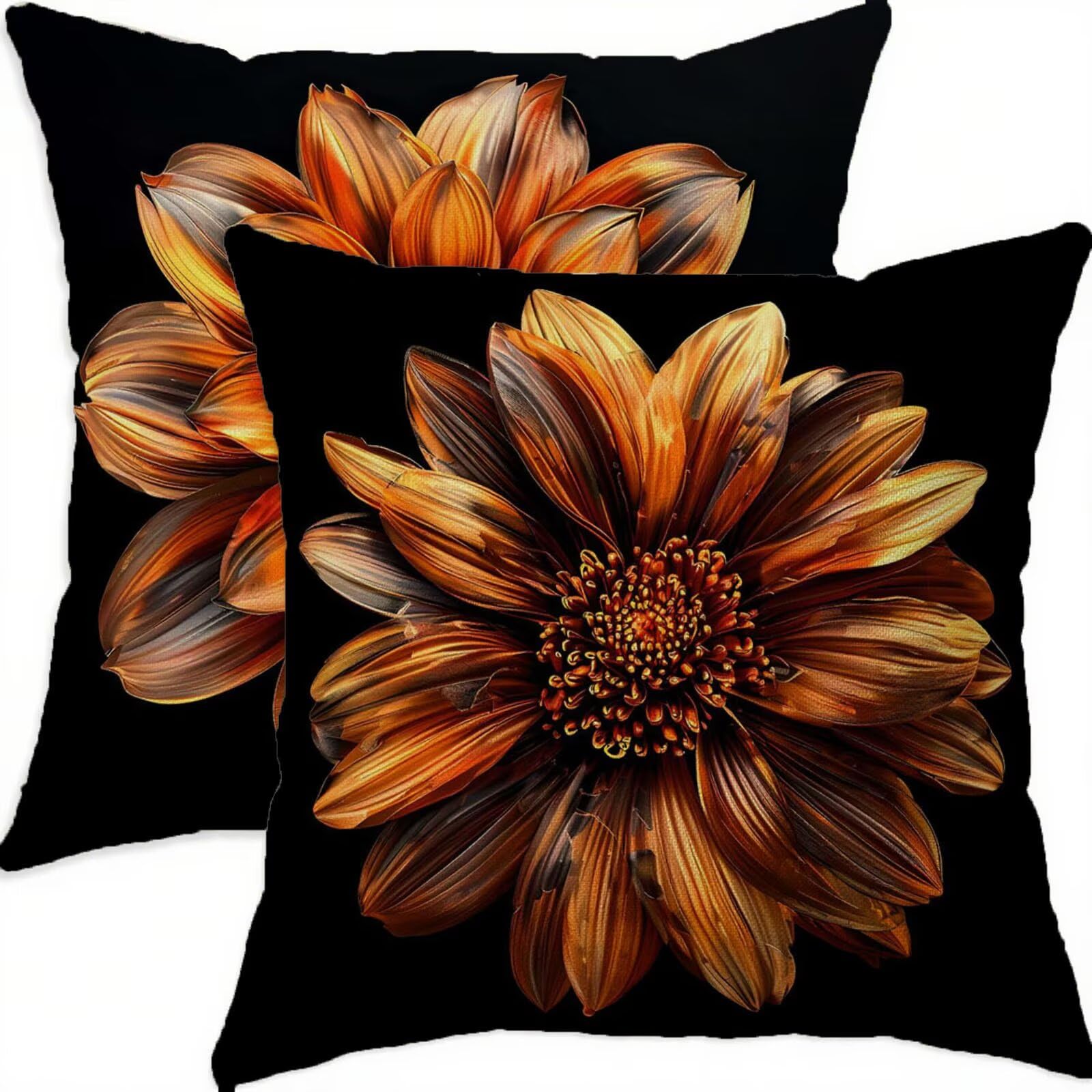 Housse coussin salon et chambre ambiance vintage lot de 2 taies imperméables brun