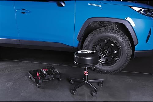 Miniatura 58 de Performance Tool W85031 Taburete giratorio neumático de respaldo alto ajustable con soporte trasero para el hogar, bar y tienda, negro, 26-32